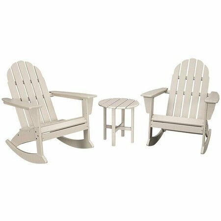 POLYWOOD Vineyard Sand Patio Set with Side Table and 2 Adirondack Rocking Chairs 633PWS4081SA